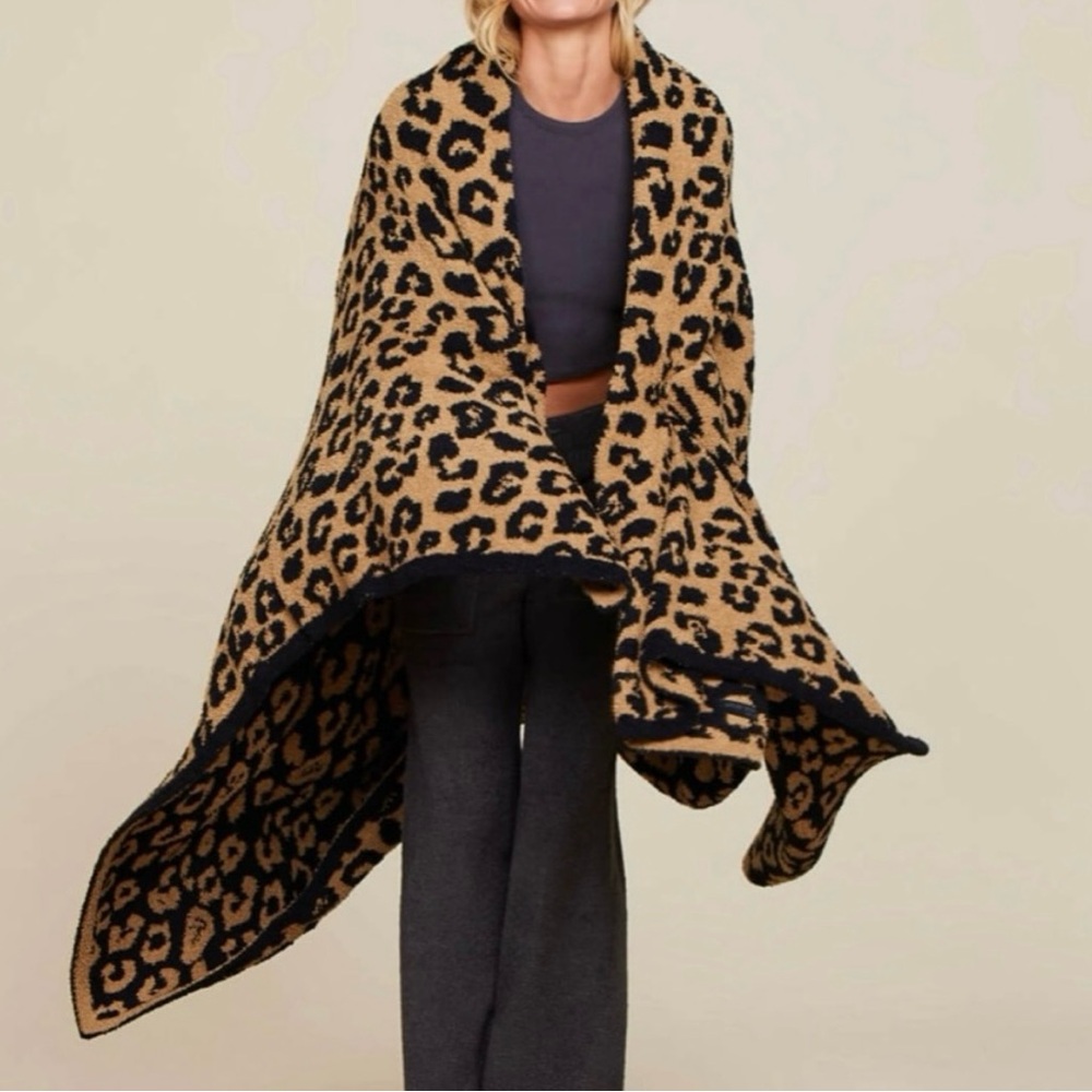 CozyChic® Barefoot blanket in wild Black and Tan Animal Print